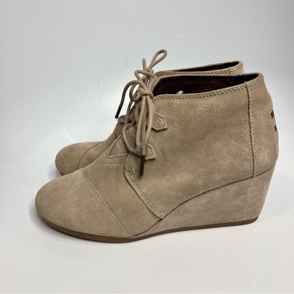 Toms desert wedge Booties tan suede size 10 - Picture 1 of 6